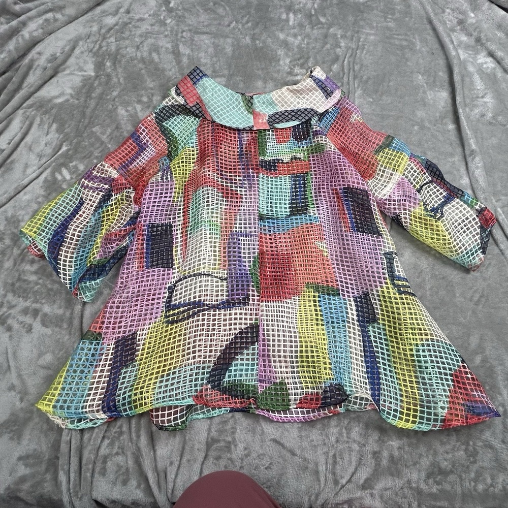 IC COLLECTION Multicolor Geometric Mesh Tunic
